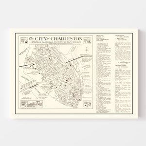 Vintage Map of Charleston, South Carolina 1946