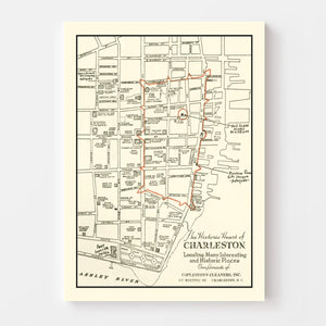 Vintage Map of Charleston, South Carolina 1946