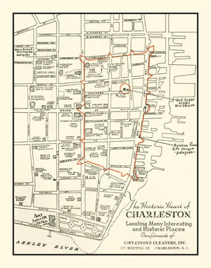 Vintage Map of Charleston, South Carolina 1946