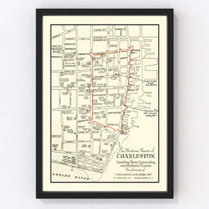 Vintage Map of Charleston, South Carolina 1946