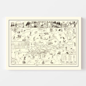 Vintage Big Bear Lake Valley Map 1946