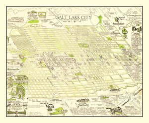 Vintage Map of Salt Lake City, Utah 1926