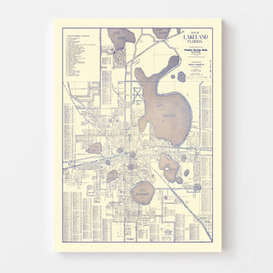 Vintage Map of Lakeland, Florida 1930