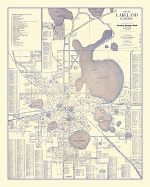 Vintage Map of Lakeland, Florida 1930