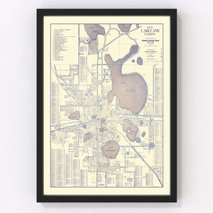 Vintage Map of Lakeland, Florida 1930