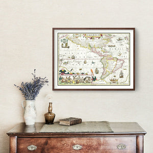 Vintage Map of America 1606