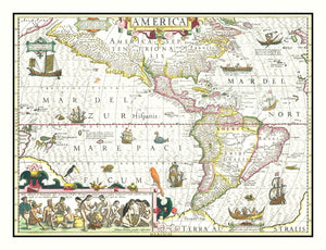 Vintage Map of America 1606
