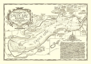 Vintage Green Lake, WI Map 1945