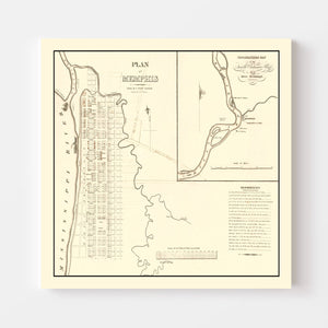 Vintage Map of Memphis, Tennessee 1865