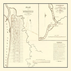 Vintage Map of Memphis, Tennessee 1865