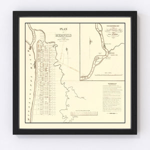 Vintage Map of Memphis, Tennessee 1865