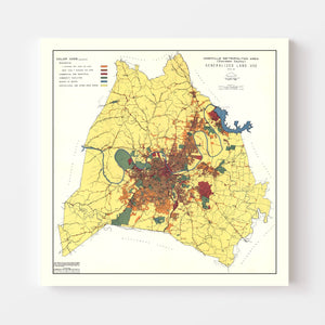 Vintage Map of Nashville, Tennessee 1956