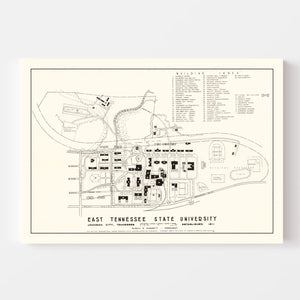 Vintage East Tennessee State University Map 1935