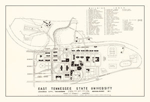 Vintage East Tennessee State University Map 1935