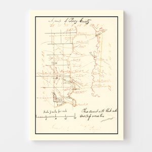 Vintage Map of Perry County, Tennessee 1842