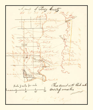 Vintage Map of Perry County, Tennessee 1842