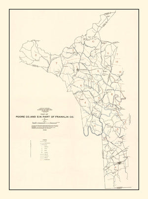 Vintage Map of Moore County, Tennessee 1935
