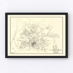 Vintage Map of Clarksville, Tennessee 1938