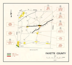 Vintage Map of Fayette County, Tennessee 1997