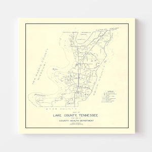 Vintage Map of Lake County, Tennessee 1930