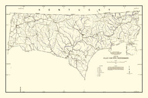 Vintage Map of Clay County, Tennessee 1938