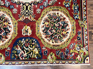 Persian Bakhtiari Rug 5x8, Wool Hand Knotted Antique Carpet, Red, Floral Oriental Rug, 5 x 8 Medium Sized Rug