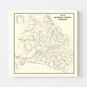 Vintage Map of Davidson County, Tennessee 1920