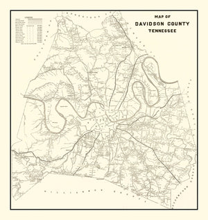 Vintage Map of Davidson County, Tennessee 1920