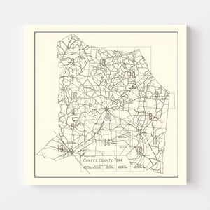 Vintage Map of Coffee County, Tennessee 1938