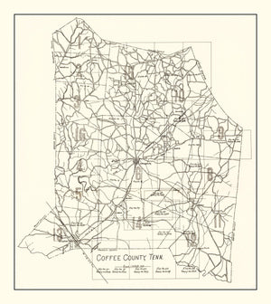 Vintage Map of Coffee County, Tennessee 1938