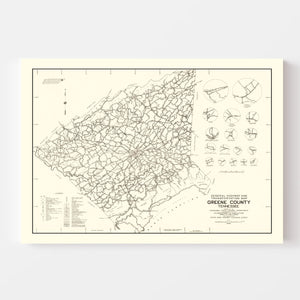 Vintage Map of Greene County, Tennessee 1938