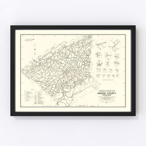 Vintage Map of Greene County, Tennessee 1938
