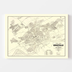 Vintage Map of Knoxville, Tennessee 1895