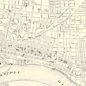 Vintage Map of Memphis, Tennessee 1872