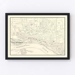 Vintage Map of Memphis, Tennessee 1872