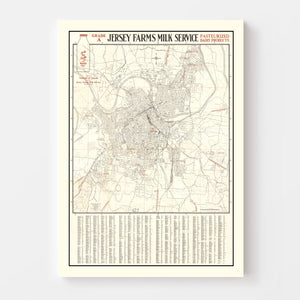 Vintage Map of Nashville, Tennessee 1947