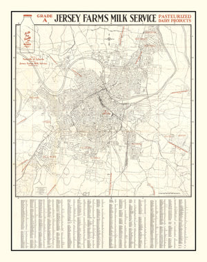Vintage Map of Nashville, Tennessee 1947