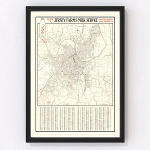 Vintage Map of Nashville, Tennessee 1947