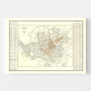 Vintage Map of Nashville, Tennessee 1907