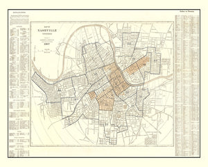 Vintage Map of Nashville, Tennessee 1907