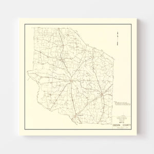 Vintage Map of Gibson County, Tennessee 1937