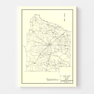 Vintage Map of Haywood County, Tennessee 1937