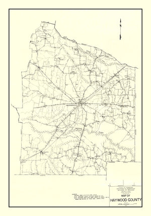 Vintage Map of Haywood County, Tennessee 1937