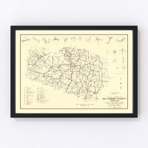 Vintage Map of Williamson County, Tennessee 1959