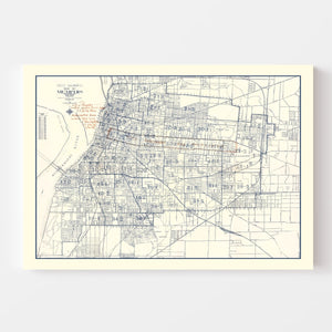 Vintage Map of Memphis, Tennessee 1919