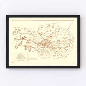 Vintage Map of Knox County, Tennessee 1937