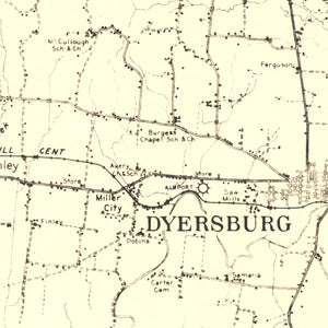 Vintage Map of Dyer County, Tennessee 1936