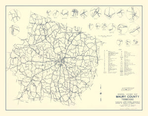 Vintage Map of Maury County, Tennessee 1951