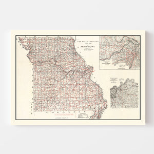 Vintage Map of Missouri 1911