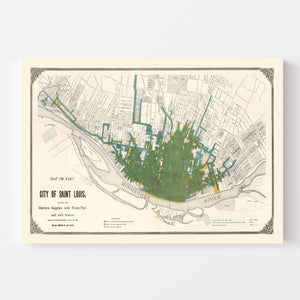 Vintage Map of Saint Louis, Missouri 1884